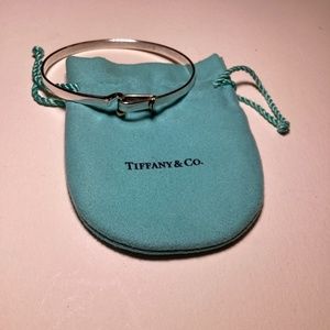 Tiffany & Co Sterling Silver 18k Hook & Eye Bangle Bracelet Sz 7
